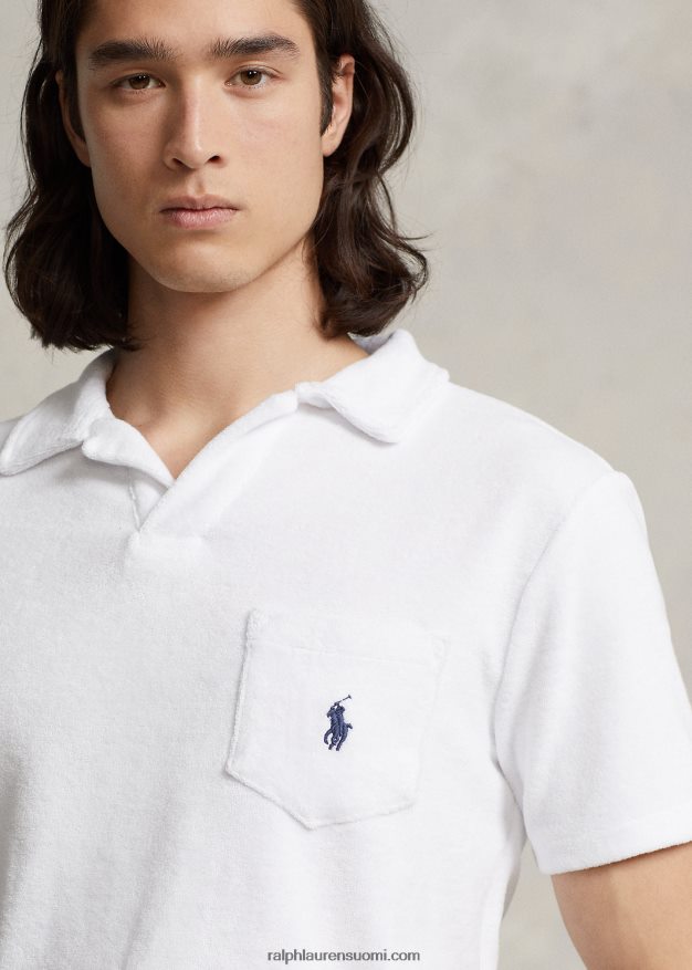 Ralph Lauren miehet mukautettu slim fit frotee poolopaita 0Z24ZR556 valkoinen