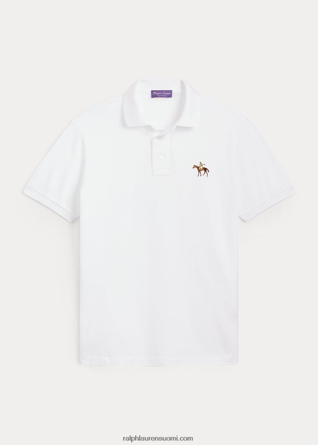 Ralph Lauren miehet mukautettu slim fit pikee poolopaita 0Z24ZR55 klassinen valkoinen