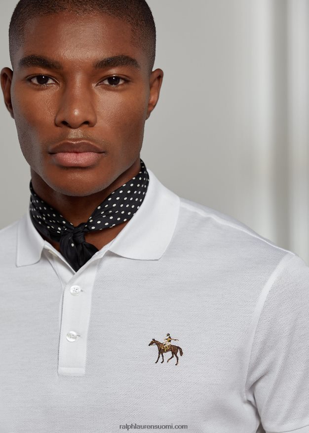 Ralph Lauren miehet mukautettu slim fit pikee poolopaita 0Z24ZR55 klassinen valkoinen