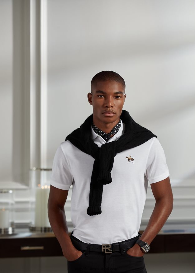 Ralph Lauren miehet mukautettu slim fit pikee poolopaita 0Z24ZR55 klassinen valkoinen