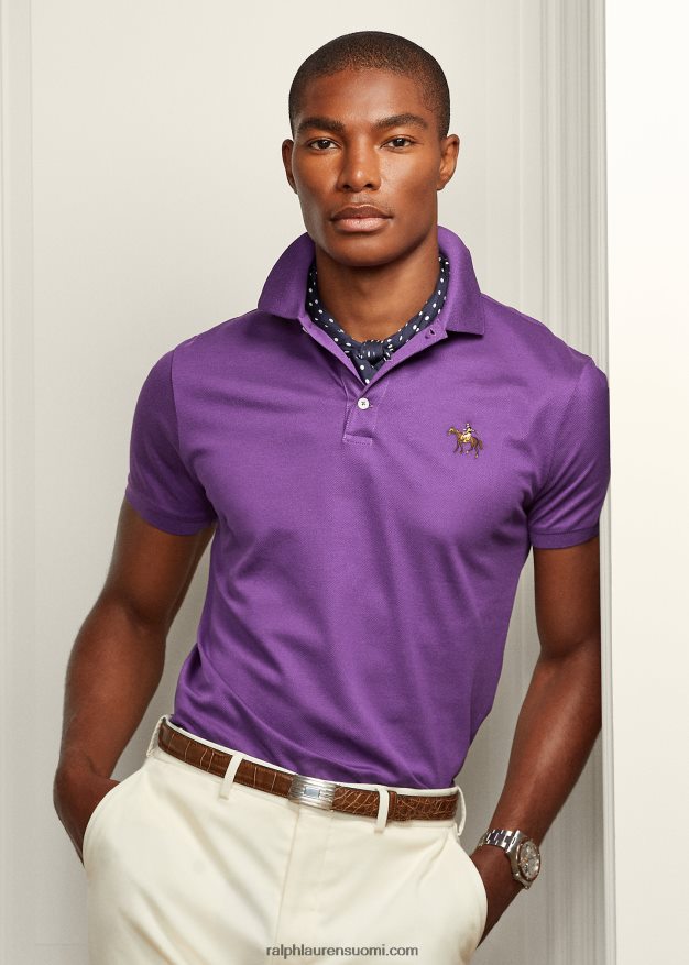 Ralph Lauren miehet mukautettu slim fit pikee poolopaita 0Z24ZR61 kirkkaan violetti