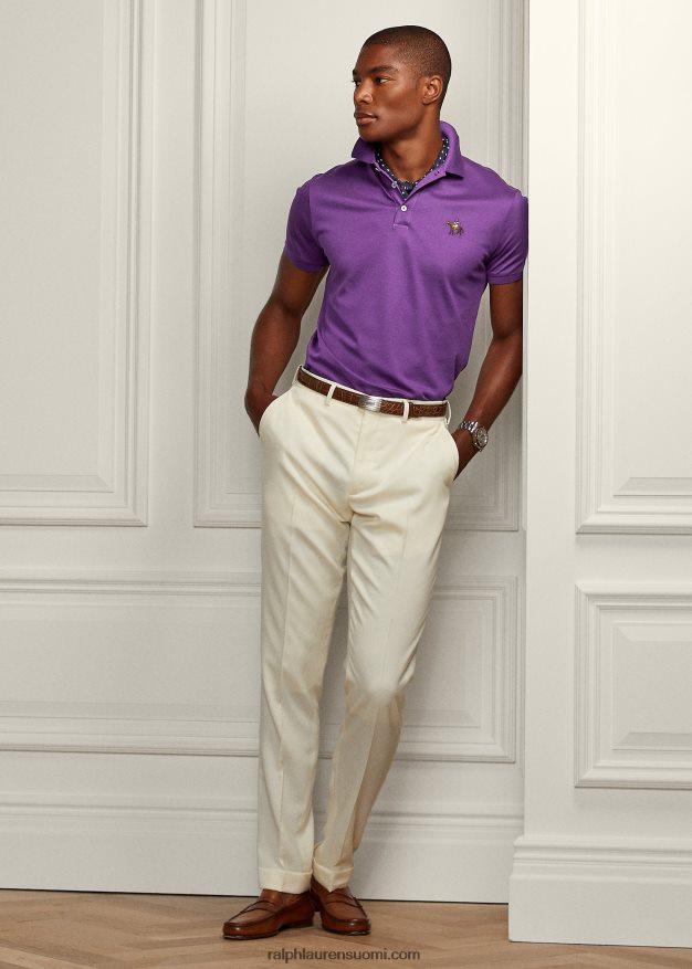 Ralph Lauren miehet mukautettu slim fit pikee poolopaita 0Z24ZR61 kirkkaan violetti