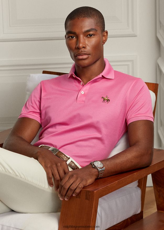 Ralph Lauren miehet mukautettu slim fit pikee poolopaita 0Z24ZR64 klassinen kirkkaan pinkki