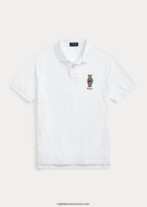 Ralph Lauren miehet mukautettu slim fit poolo bear poolopaita 0Z24ZR1206 valkoinen