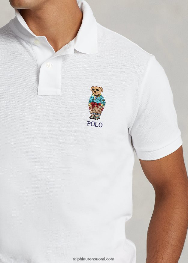 Ralph Lauren miehet mukautettu slim fit poolo bear poolopaita 0Z24ZR1206 valkoinen