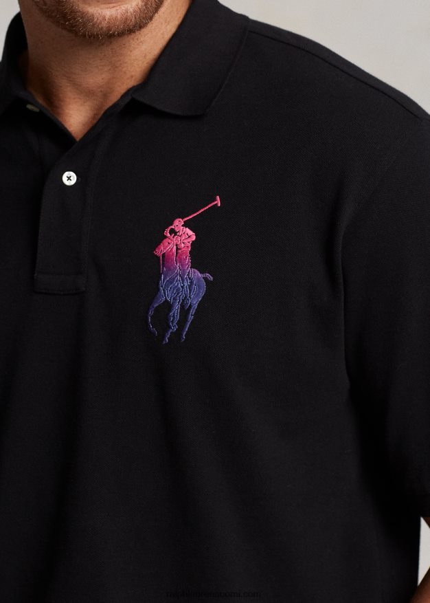 Ralph Lauren miehet ombre iso poni mesh poolopaita 0Z24ZR1803 musta
