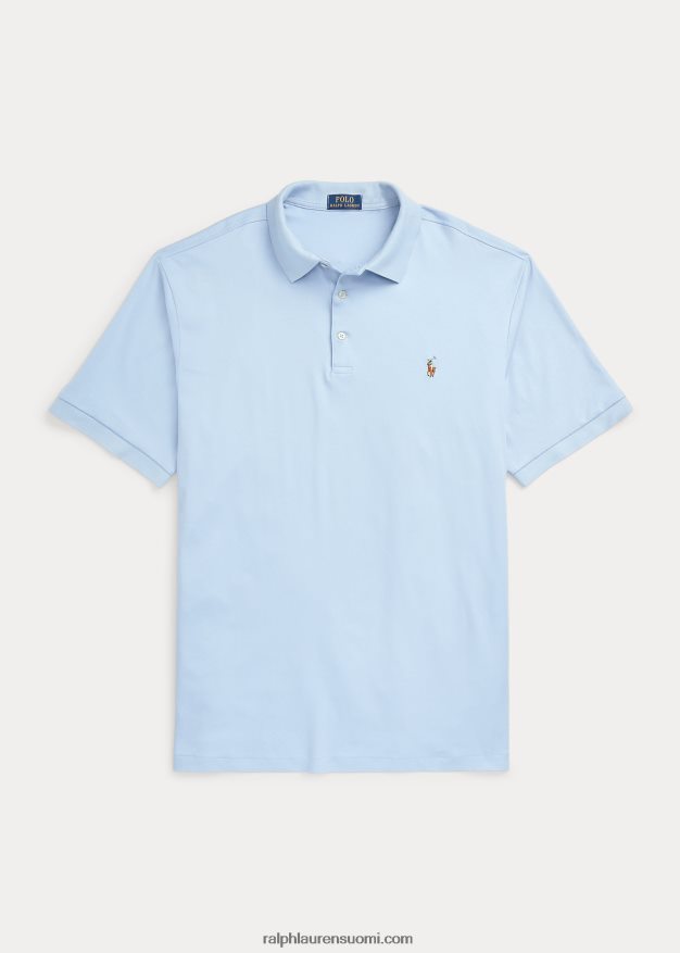 Ralph Lauren miehet pehmeä puuvillainen poolopaita 0Z24ZR1538 kiinteistön sininen