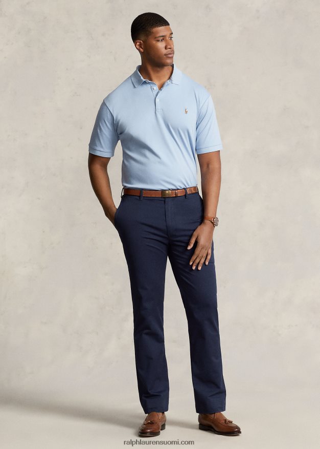 Ralph Lauren miehet pehmeä puuvillainen poolopaita 0Z24ZR1538 kiinteistön sininen