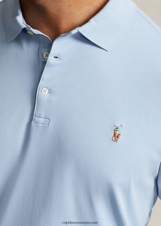 Ralph Lauren miehet pehmeä puuvillainen poolopaita 0Z24ZR1538 kiinteistön sininen