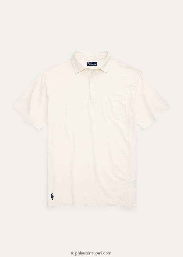 Ralph Lauren miehet puuvilla-pellava poolopaita 0Z24ZR1595 pergamentti kerma