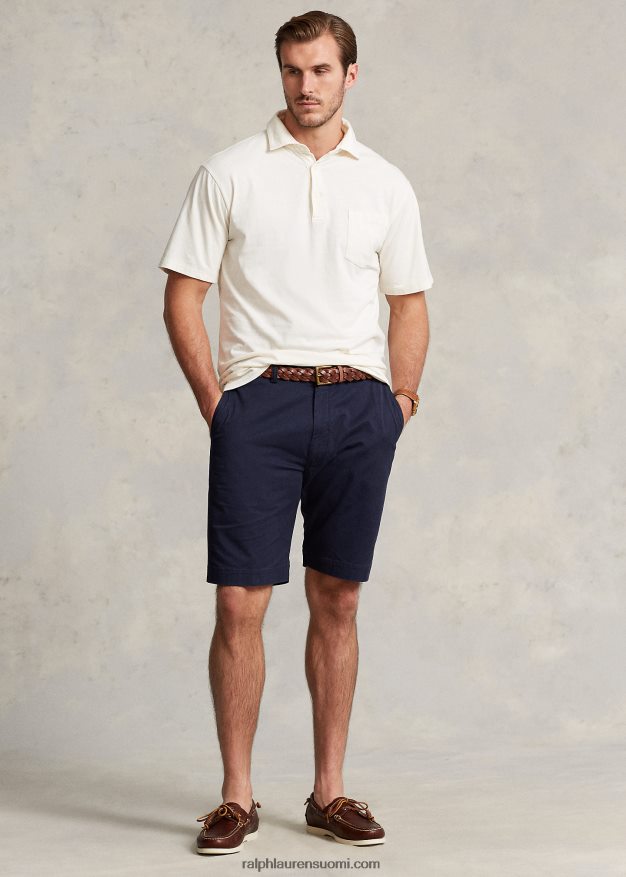 Ralph Lauren miehet puuvilla-pellava poolopaita 0Z24ZR1595 pergamentti kerma