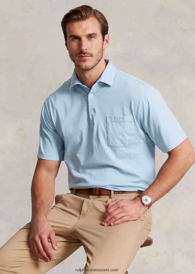 Ralph Lauren miehet puuvilla-pellava poolopaita 0Z24ZR1596 puuterinsininen