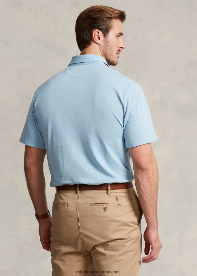 Ralph Lauren miehet puuvilla-pellava poolopaita 0Z24ZR1596 puuterinsininen