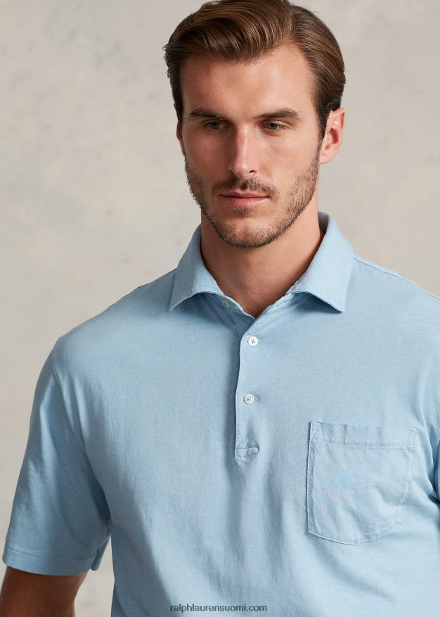 Ralph Lauren miehet puuvilla-pellava poolopaita 0Z24ZR1596 puuterinsininen