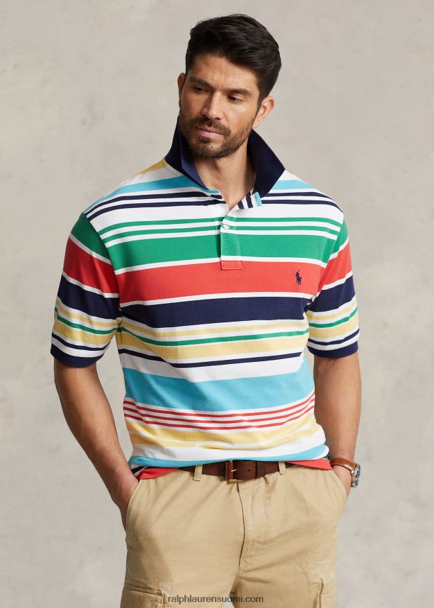 Ralph Lauren miehet raidallinen mesh poolopaita 0Z24ZR1469 valkoinen multi