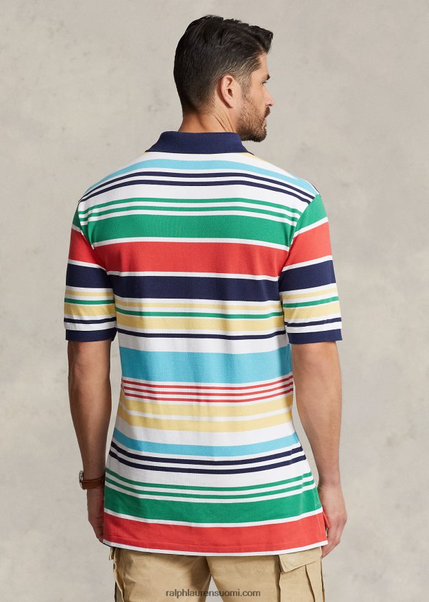 Ralph Lauren miehet raidallinen mesh poolopaita 0Z24ZR1469 valkoinen multi