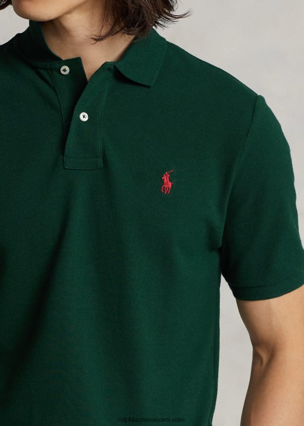 Ralph Lauren miehet slim fit mesh mukava poolopaita 0Z24ZR26 college vihreä/burgundi