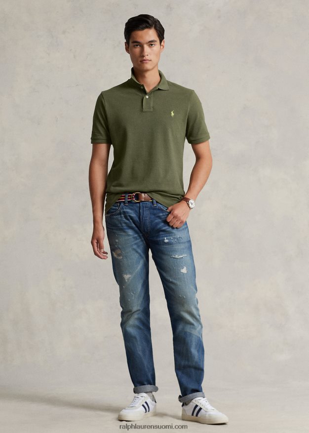 Ralph Lauren miehet slim fit mesh mukava poolopaita 0Z24ZR27 tumma salvia