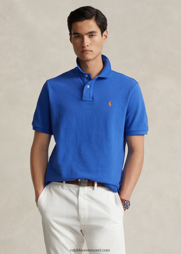 Ralph Lauren miehet slim fit mesh muodikas poolopaita 0Z24ZR15 uusi iiris sininen/oranssi