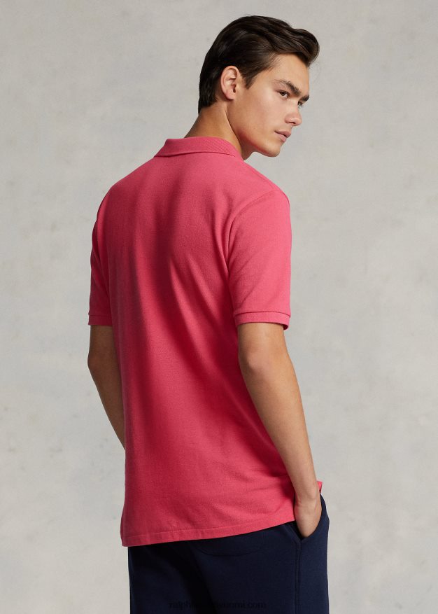 Ralph Lauren miehet slim fit mesh poolopaita 0Z24ZR44 kuuma pinkki/valkoinen
