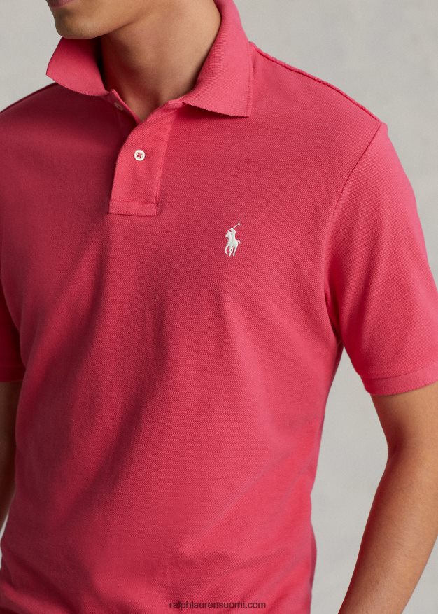 Ralph Lauren miehet slim fit mesh poolopaita 0Z24ZR44 kuuma pinkki/valkoinen
