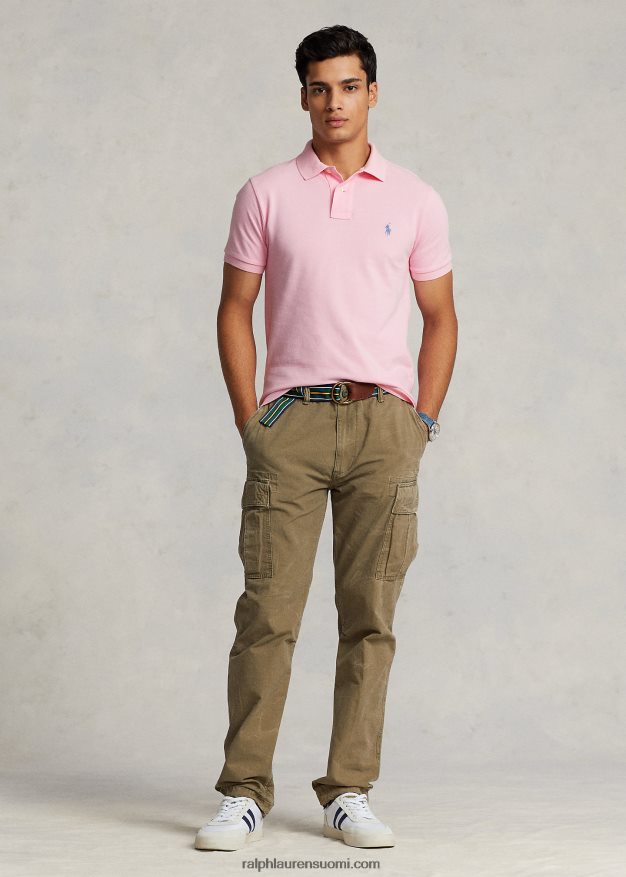 Ralph Lauren miehet slim fit mesh poolopaita 0Z24ZR8354 karmelin pinkki/sininen