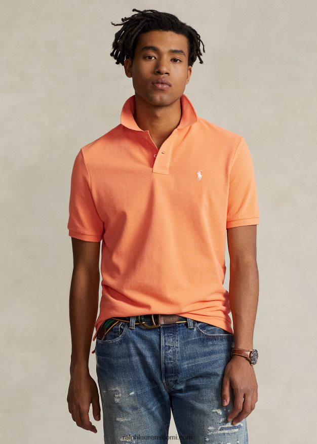 Ralph Lauren miehet slim fit mesh poolopaita 0Z24ZR8356 Key West oranssi/valkoinen