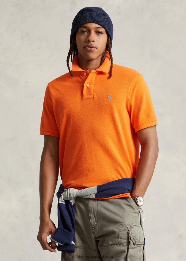Ralph Lauren miehet slim fit mesh poolopaita 0Z24ZR8359 Resort oranssi/vaaleansininen