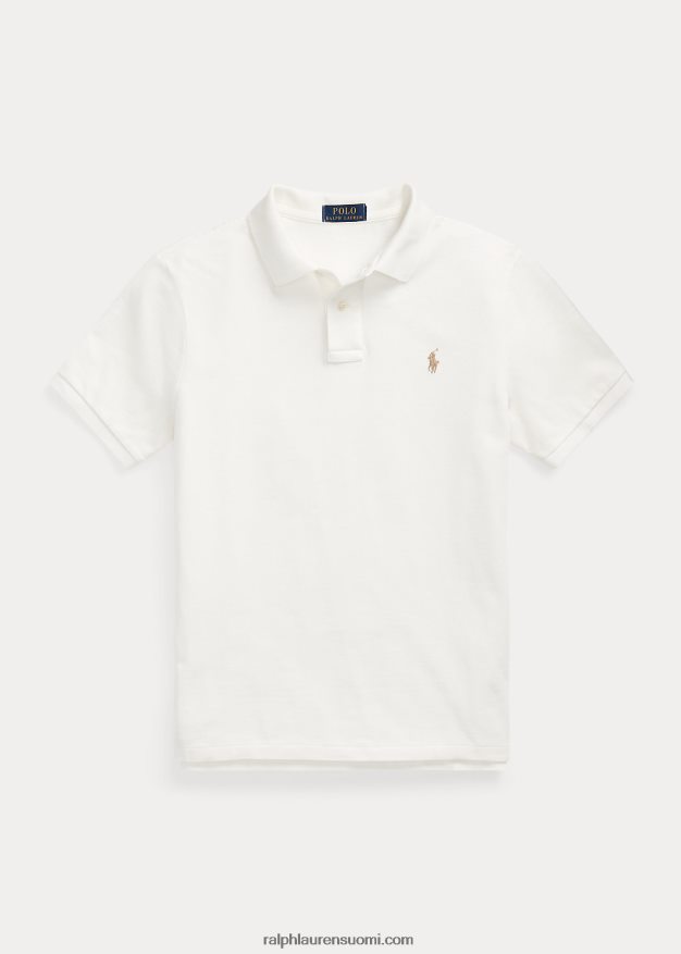 Ralph Lauren miehet slim fit mesh rento/työpoolopaita 0Z24ZR2 kannenpesuaine valkoinen