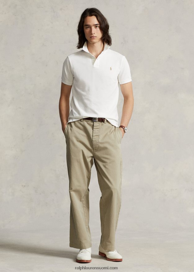 Ralph Lauren miehet slim fit mesh rento/työpoolopaita 0Z24ZR2 kannenpesuaine valkoinen