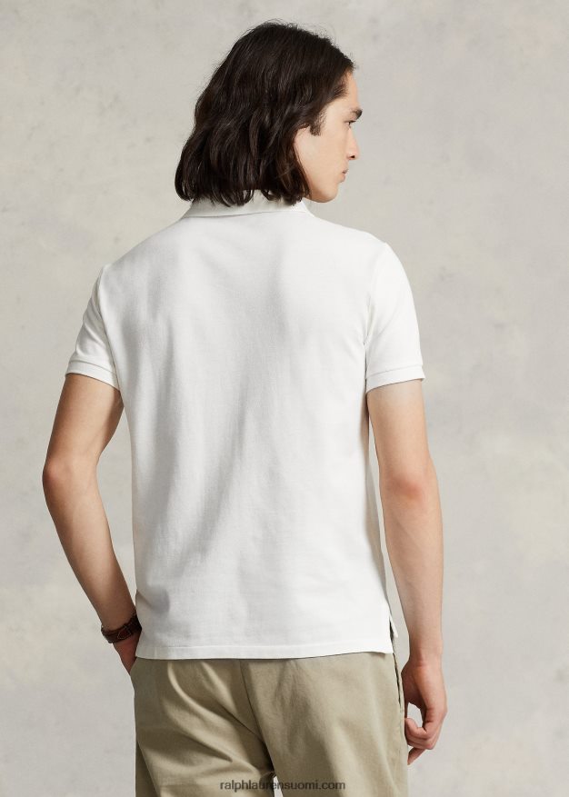 Ralph Lauren miehet slim fit mesh rento/työpoolopaita 0Z24ZR2 kannenpesuaine valkoinen