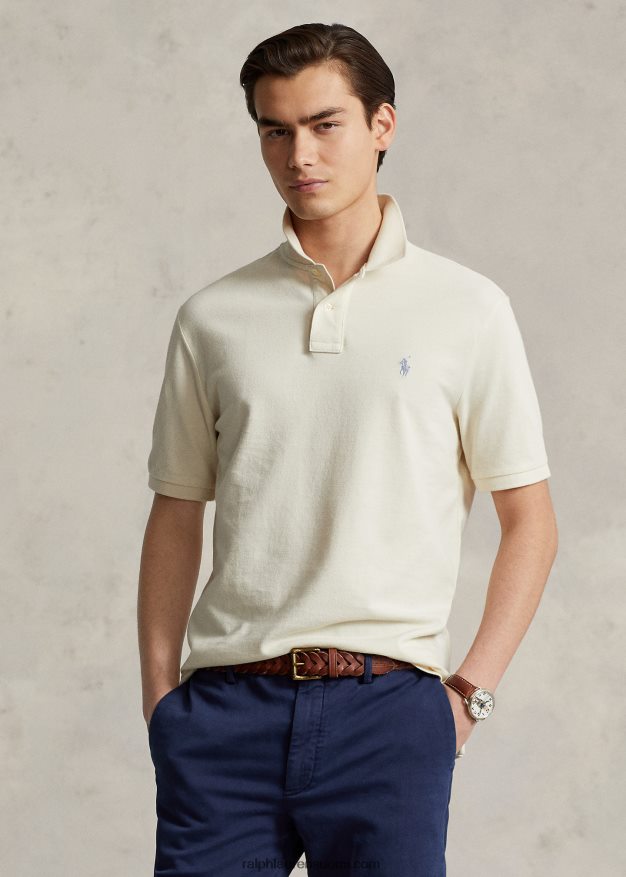 Ralph Lauren miehet slim fit mesh rento/työpoolopaita 0Z24ZR3 ohje kerma
