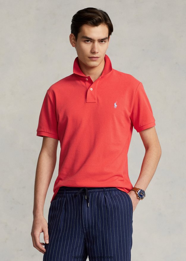 Ralph Lauren miehet slim fit mesh rento/työpoolopaita 0Z24ZR40 punainen riutta