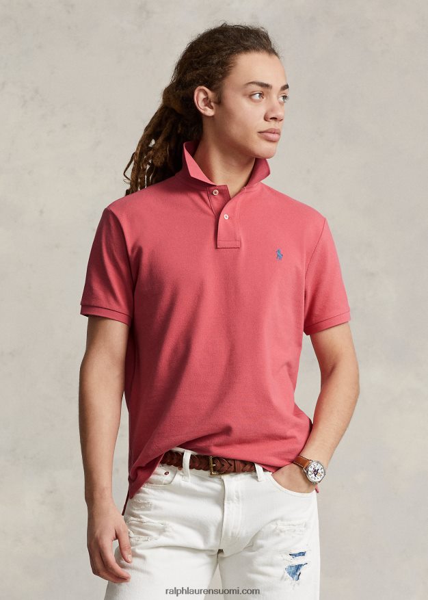 Ralph Lauren miehet slim fit mesh rento/työpoolopaita 0Z24ZR41 punainen taivas