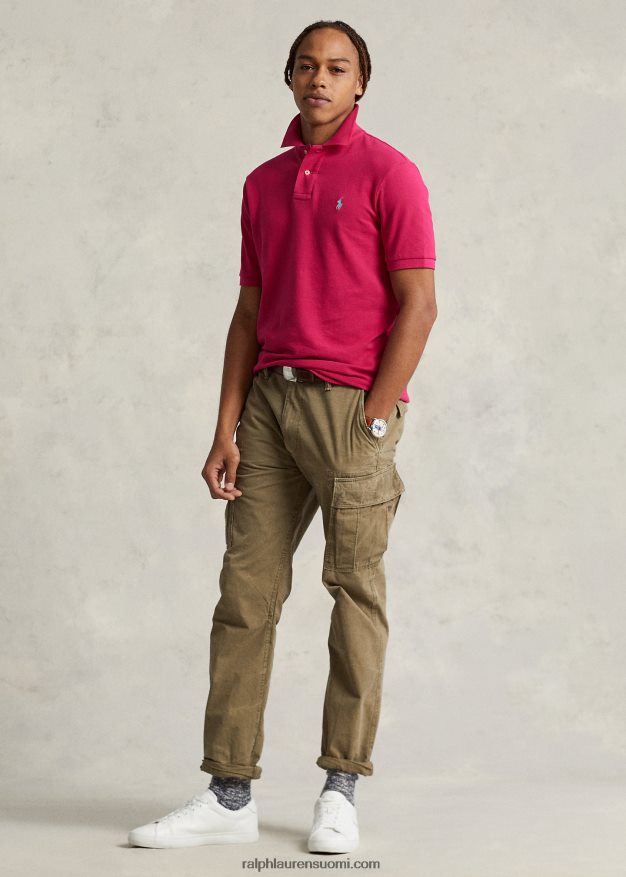 Ralph Lauren miehet slim fit mesh rento/työpoolopaita 0Z24ZR43 vaaleanpunainen taivas