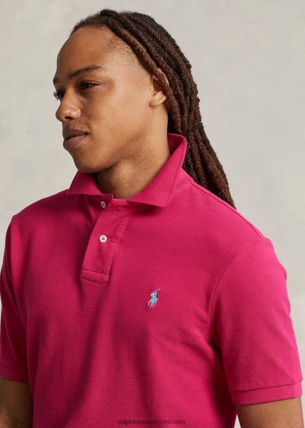 Ralph Lauren miehet slim fit mesh rento/työpoolopaita 0Z24ZR43 vaaleanpunainen taivas