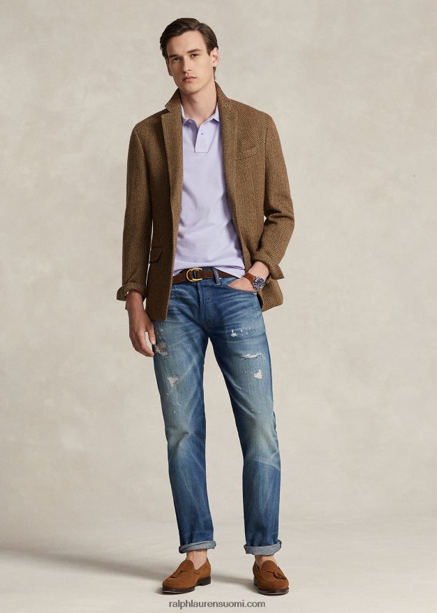 Ralph Lauren miehet slim fit mesh uusi poolopaita 0Z24ZR33 kukka violetti