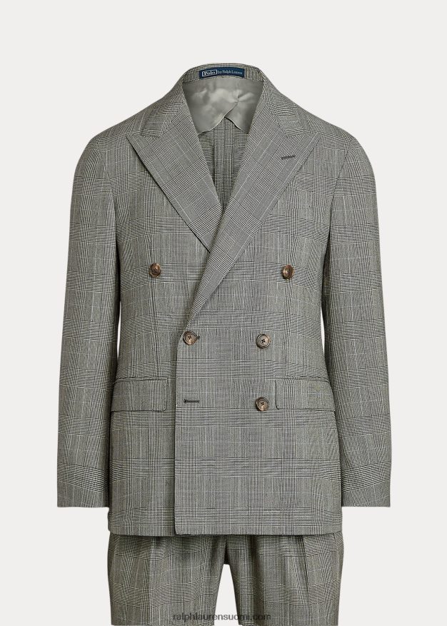 Ralph Lauren miehet villapaita pehmeä glen-ruudullinen poolopuku 0Z24ZR8604 musta/kerma/sininen