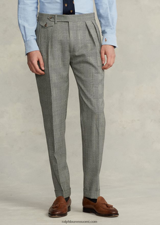 Ralph Lauren miehet villapaita pehmeä glen-ruudullinen poolopuku 0Z24ZR8604 musta/kerma/sininen