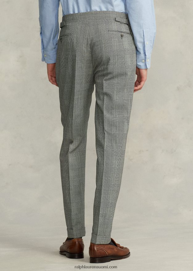 Ralph Lauren miehet villapaita pehmeä glen-ruudullinen poolopuku 0Z24ZR8604 musta/kerma/sininen