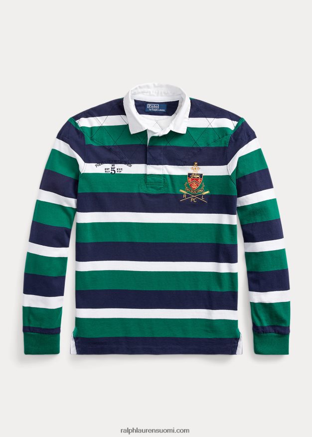 Ralph Lauren miehet klassinen istuvuus raidallinen rugbypaita 0Z24ZR797 urheilullinen vihreä multi