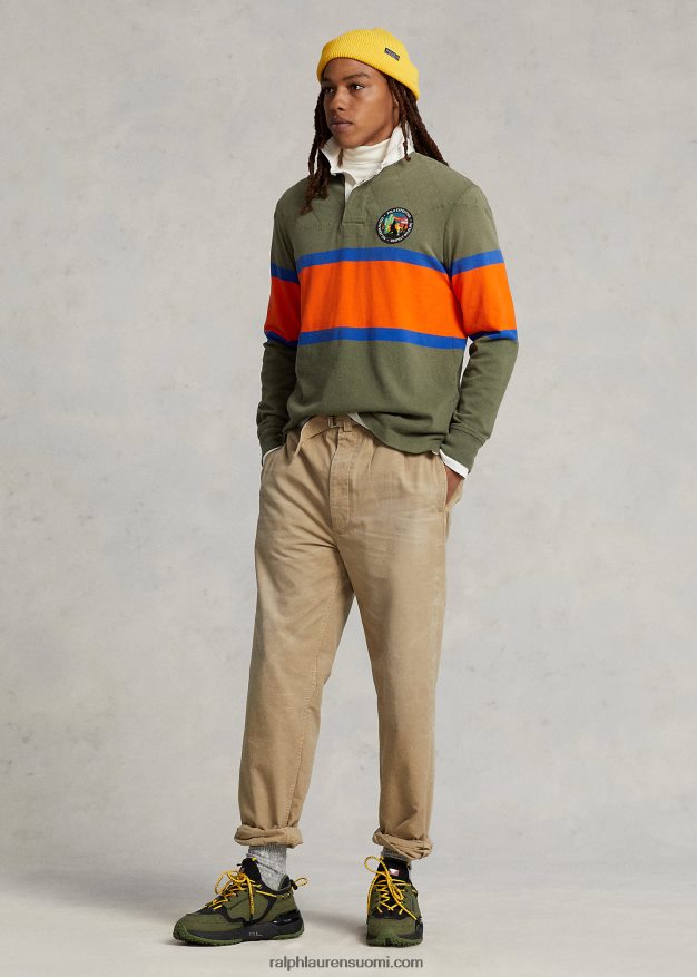 Ralph Lauren miehet klassinen istuvuus raidallinen rugbypaita 0Z24ZR97 tumma salvia multi