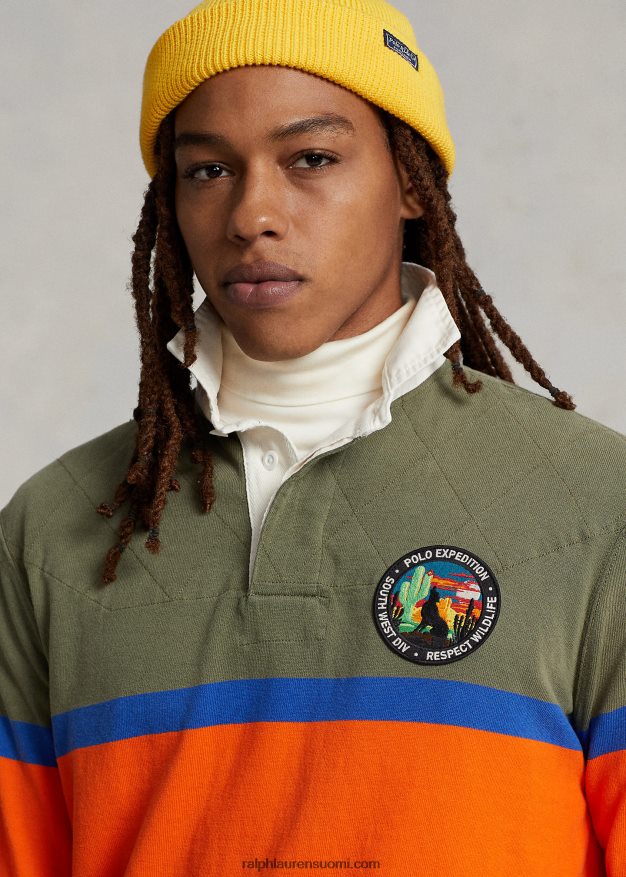 Ralph Lauren miehet klassinen istuvuus raidallinen rugbypaita 0Z24ZR97 tumma salvia multi