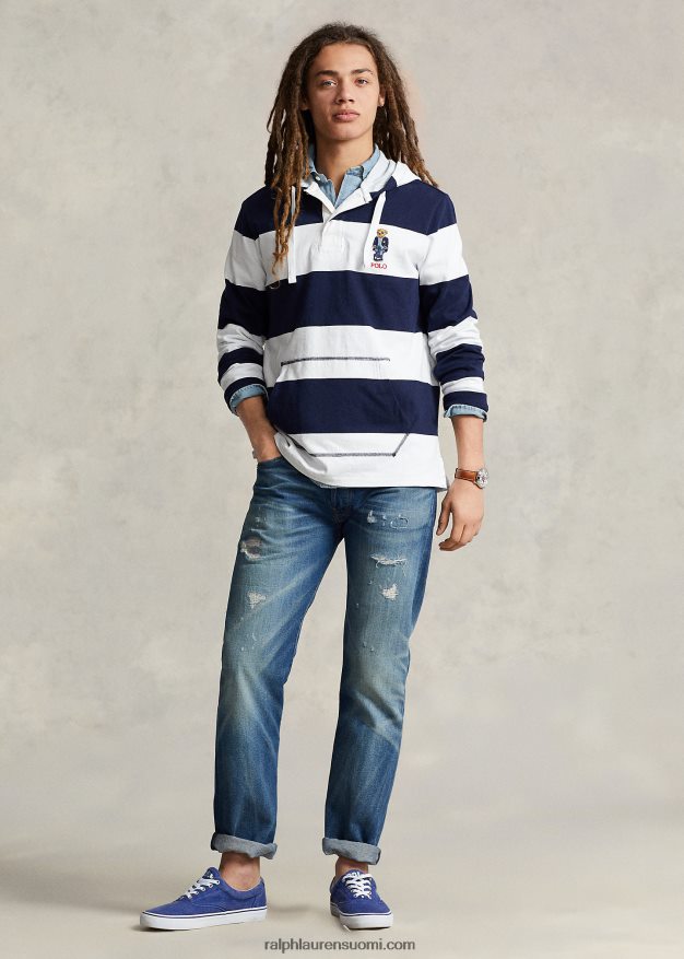 Ralph Lauren miehet polo bear jersey hupullinen rugbypaita 0Z24ZR665 risteily laivasto/valkoinen