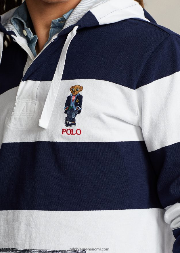 Ralph Lauren miehet polo bear jersey hupullinen rugbypaita 0Z24ZR665 risteily laivasto/valkoinen
