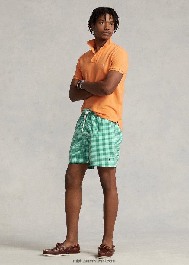 Ralph Lauren miehet 5,75 tuuman klassinen Traveler-uimahousu 0Z24ZR451 cabo vihreä gingham