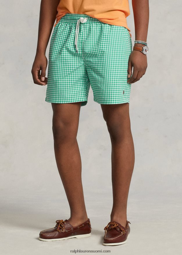 Ralph Lauren miehet 5,75 tuuman klassinen Traveler-uimahousu 0Z24ZR451 cabo vihreä gingham