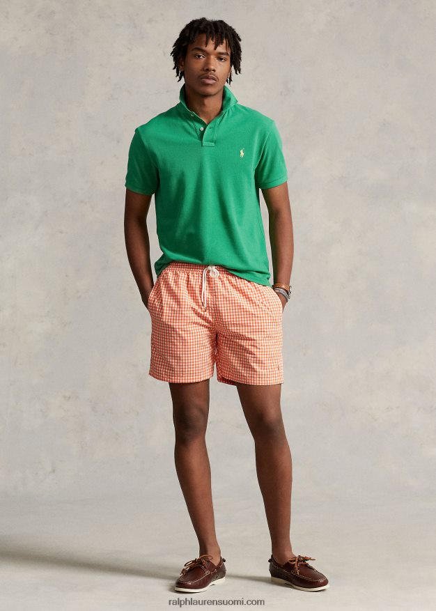 Ralph Lauren miehet 5,75 tuuman klassinen Traveler-uimahousu 0Z24ZR452 purjehtiva oranssi gingham