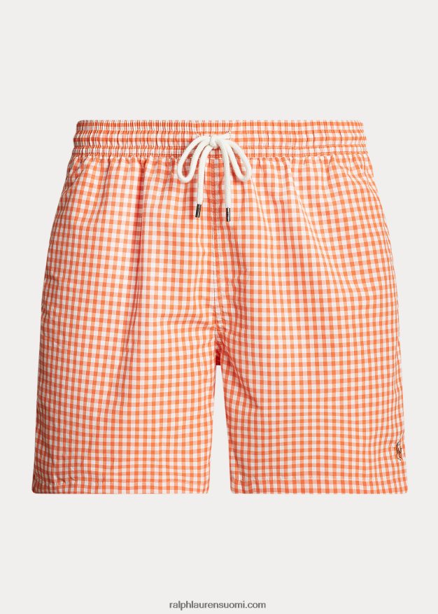 Ralph Lauren miehet 5,75 tuuman klassinen Traveler-uimahousu 0Z24ZR452 purjehtiva oranssi gingham