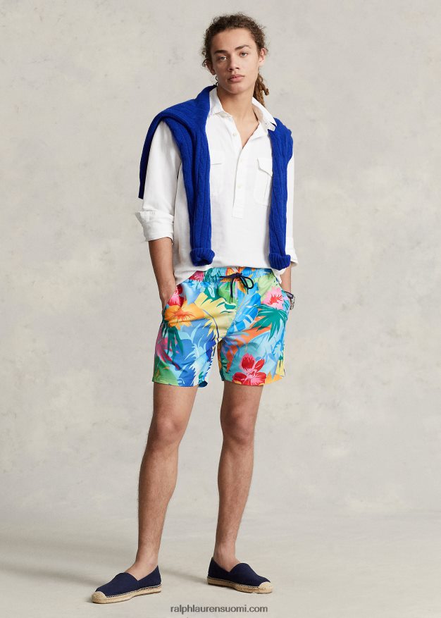 Ralph Lauren miehet 5,75 tuuman klassinen Traveler-uimahousu 0Z24ZR733 Palm Cove kukkainen